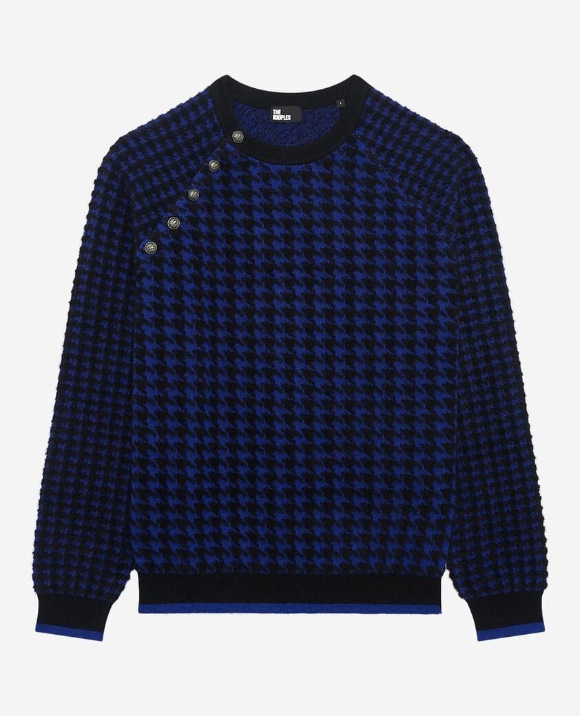 The Kooples FEMME BLACK NAVY pull en pied de poule en laine mélangée bleu