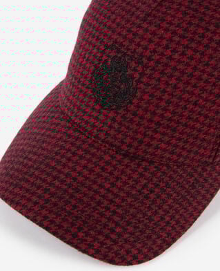 The Kooples F BLACK - RED wool houndstooth cap