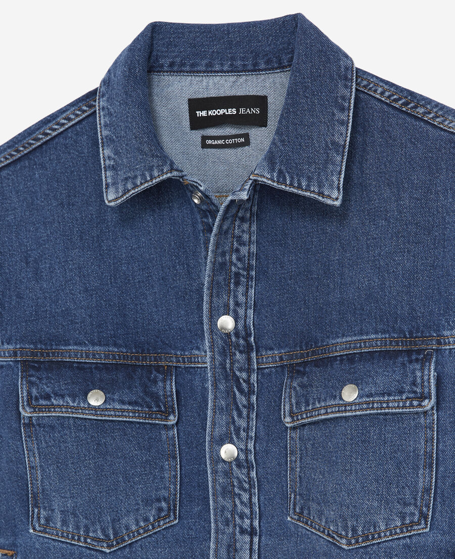 The Kooples HERREN BLEU INDIGO jeansjacke blau mit druckknöpfen