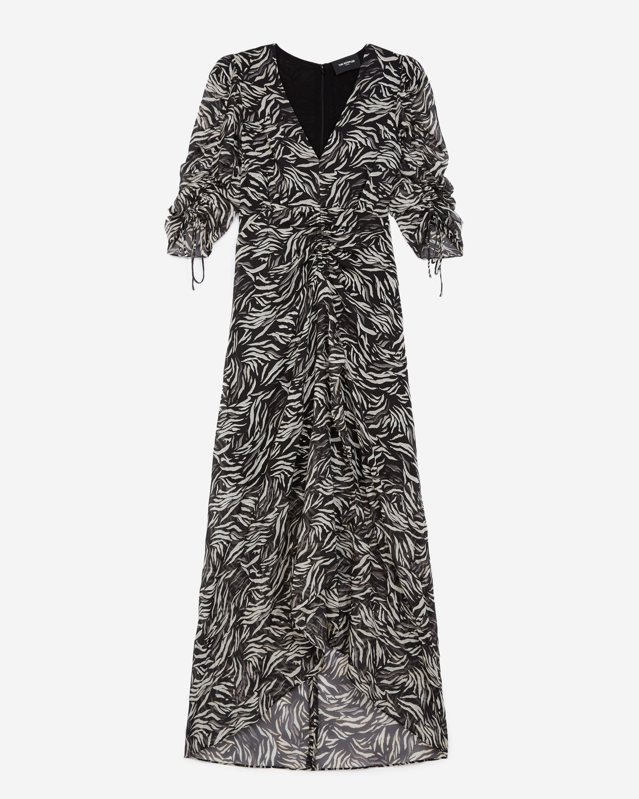 The Kooples WOMEN BLACK WHITE long black and white zebra-print dress