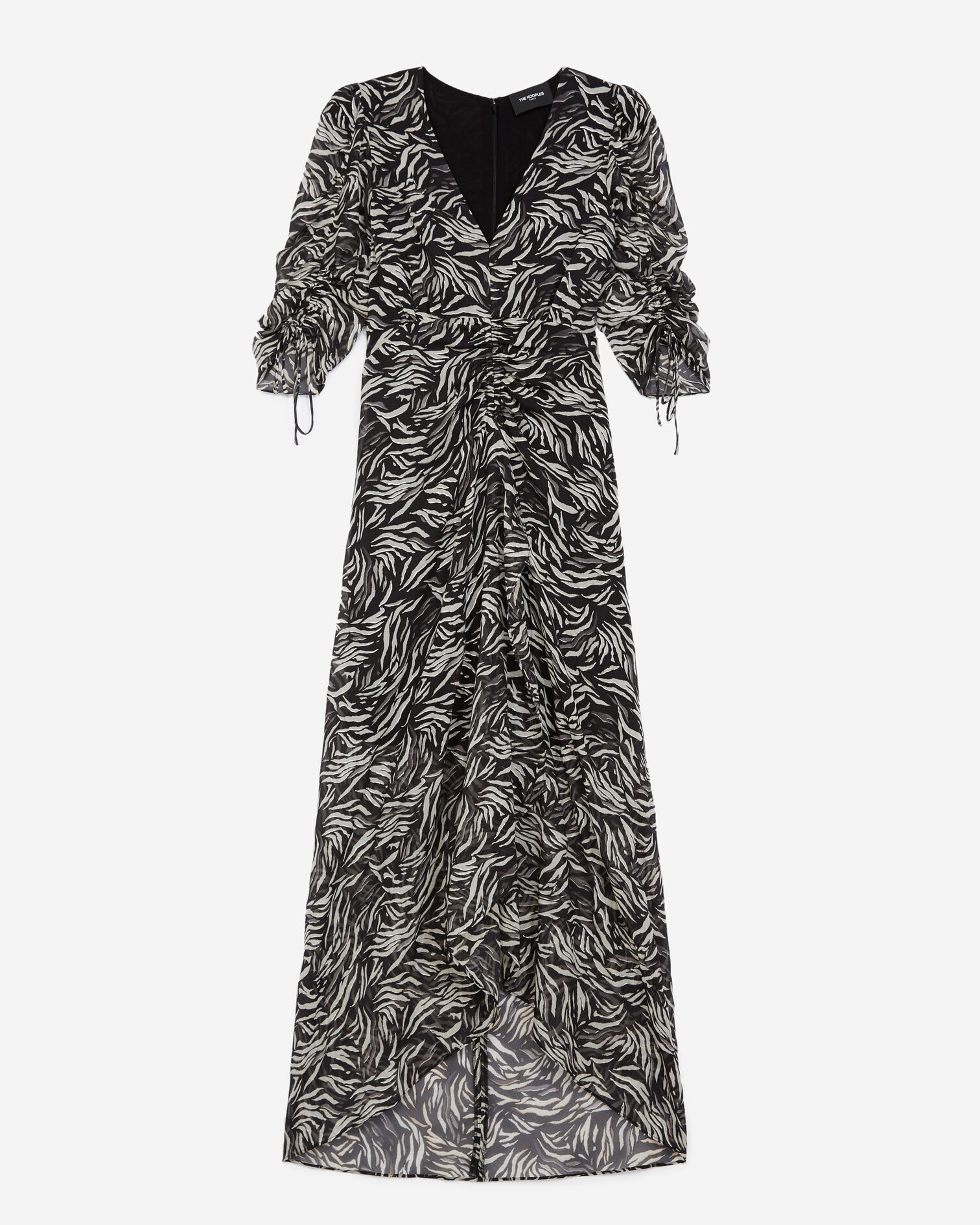 Long black and white zebra-print dress, BLACK WHITE, hi-res image number null