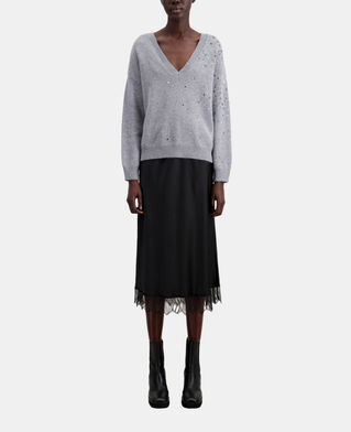 The Kooples F MIDDLE GREY MEL grey sweater in cashmere-blend with stars