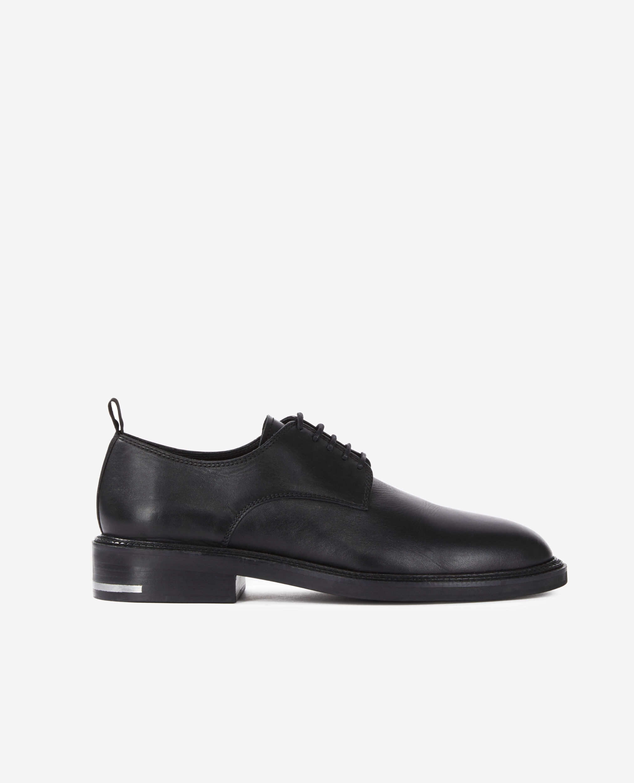 Black leather lace-up shoes, BLACK, hi-res image number null