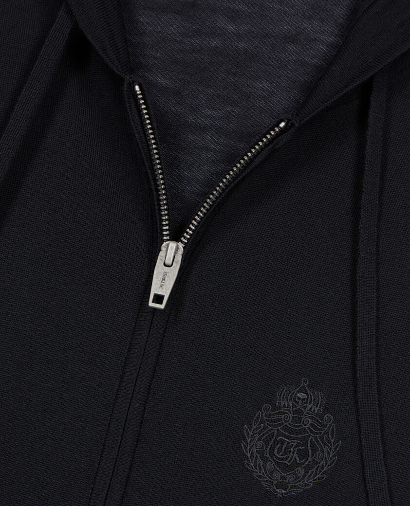 The Kooples MEN BLACK black wool hooded cardigan