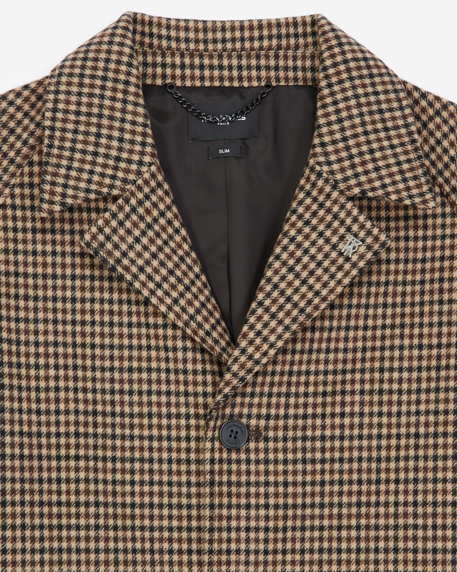 Manteau camel laine pied-de-poule, CAMEL, hi-res image number null