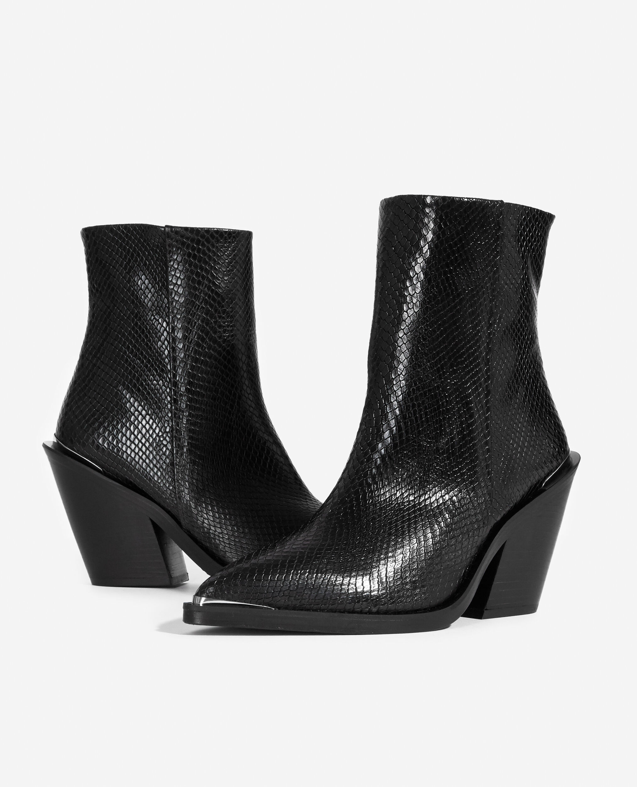 Heeled ankle boots in snake-effect leather | The Kooples - UK