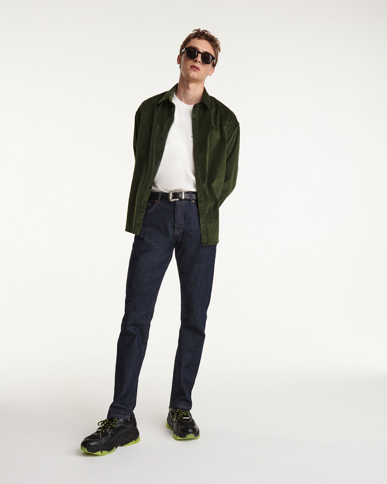 The Kooples HOMME GREEN chemise verte en velours côtelé