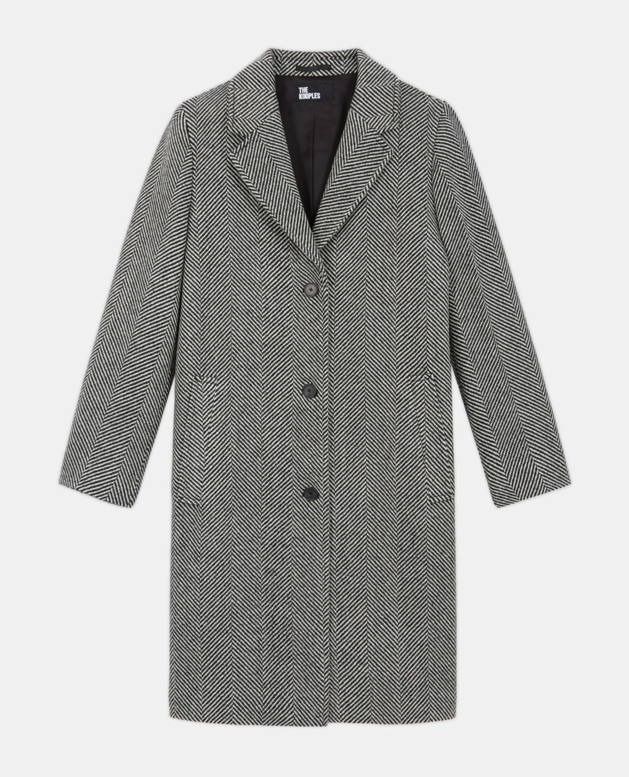 Manteau en laine à motif, BLACK WHITE, hi-res image number null