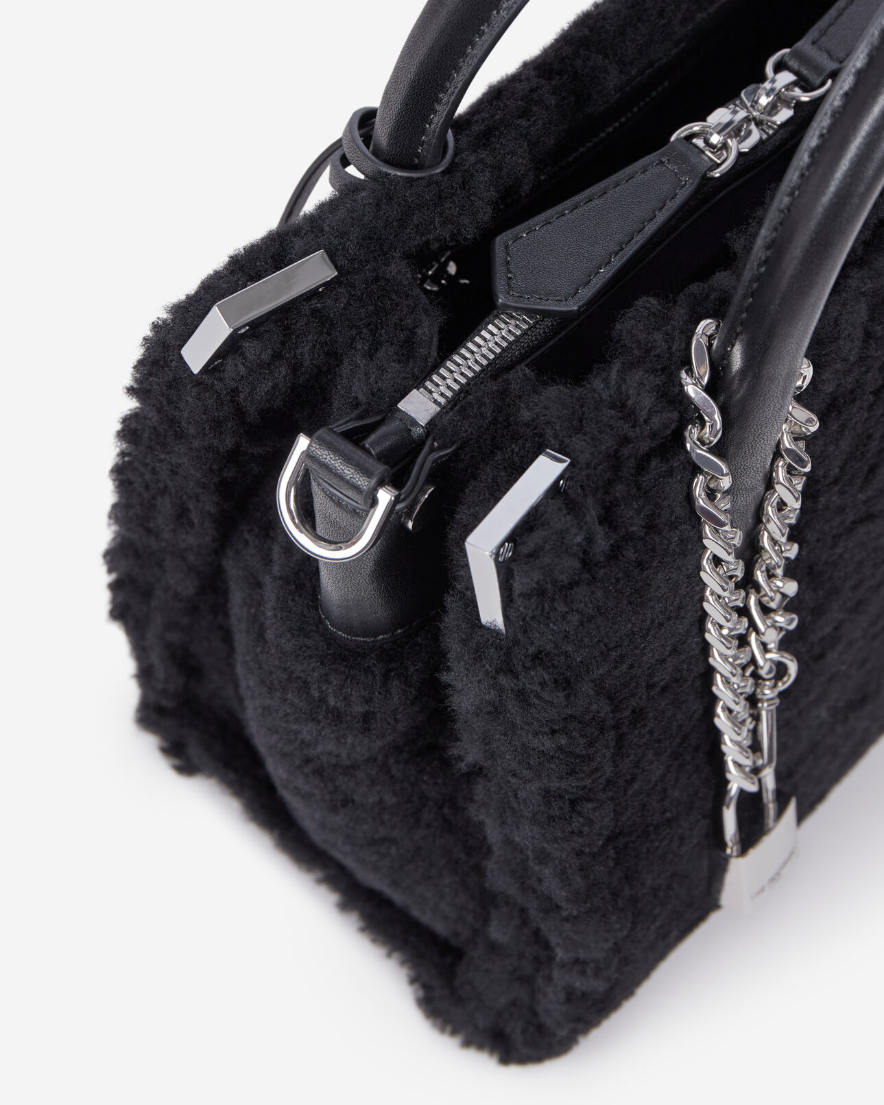 The Kooples FEMME BLACK sac ming en peau lainée noire