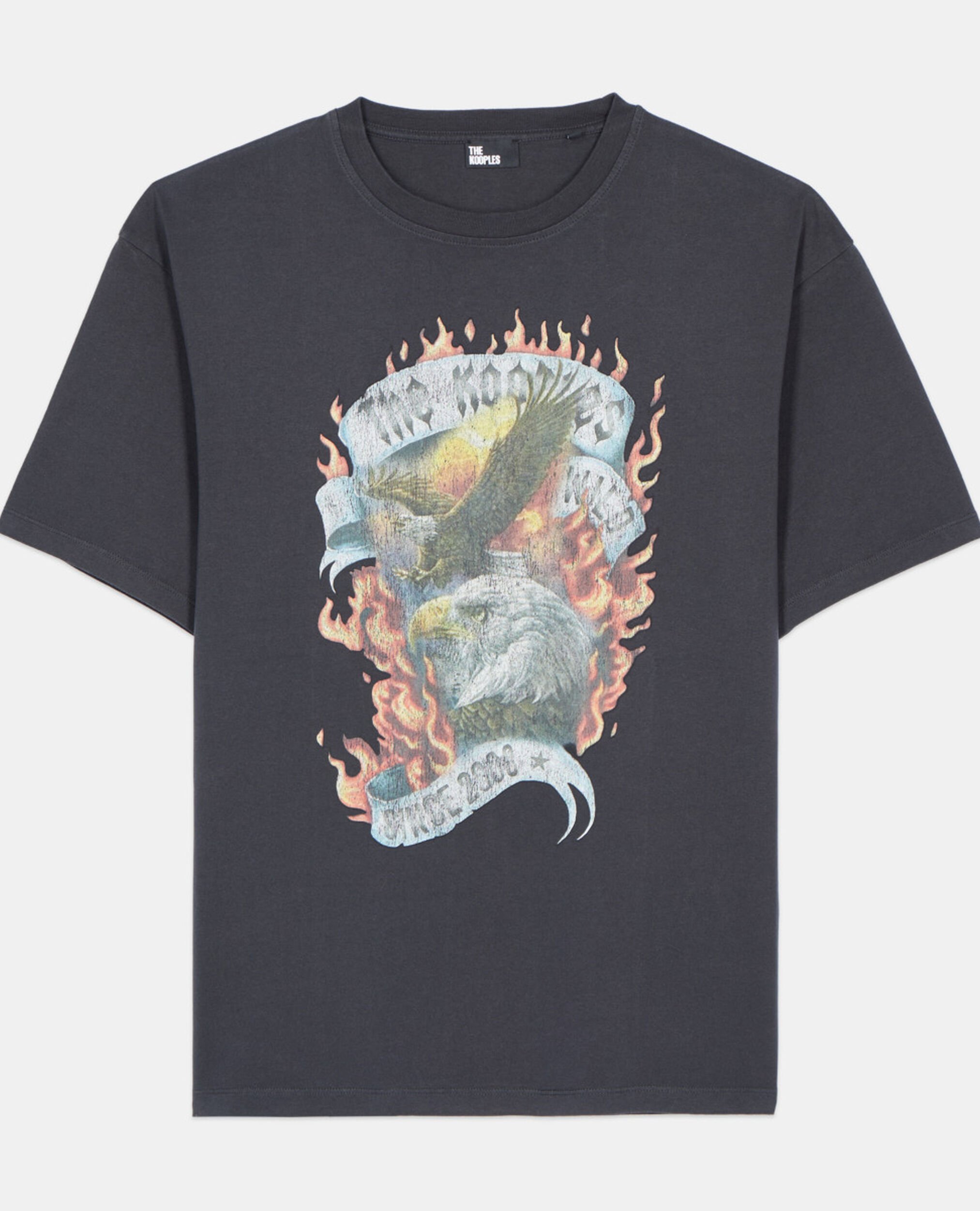 Black Eagles on fire black serigraphy t-shirt, BLACK WASHED, hi-res image number null