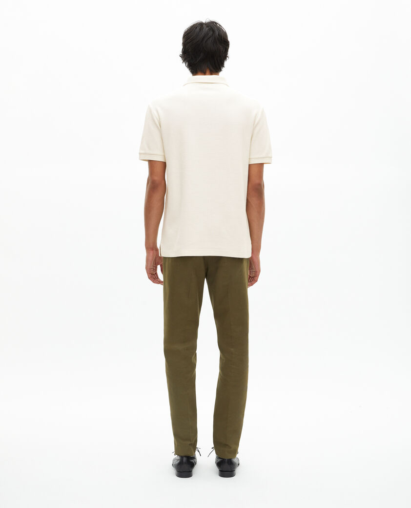 The Kooples HERREN ECRU poloshirt aus wabenstoff mit ungebleichtem wappen