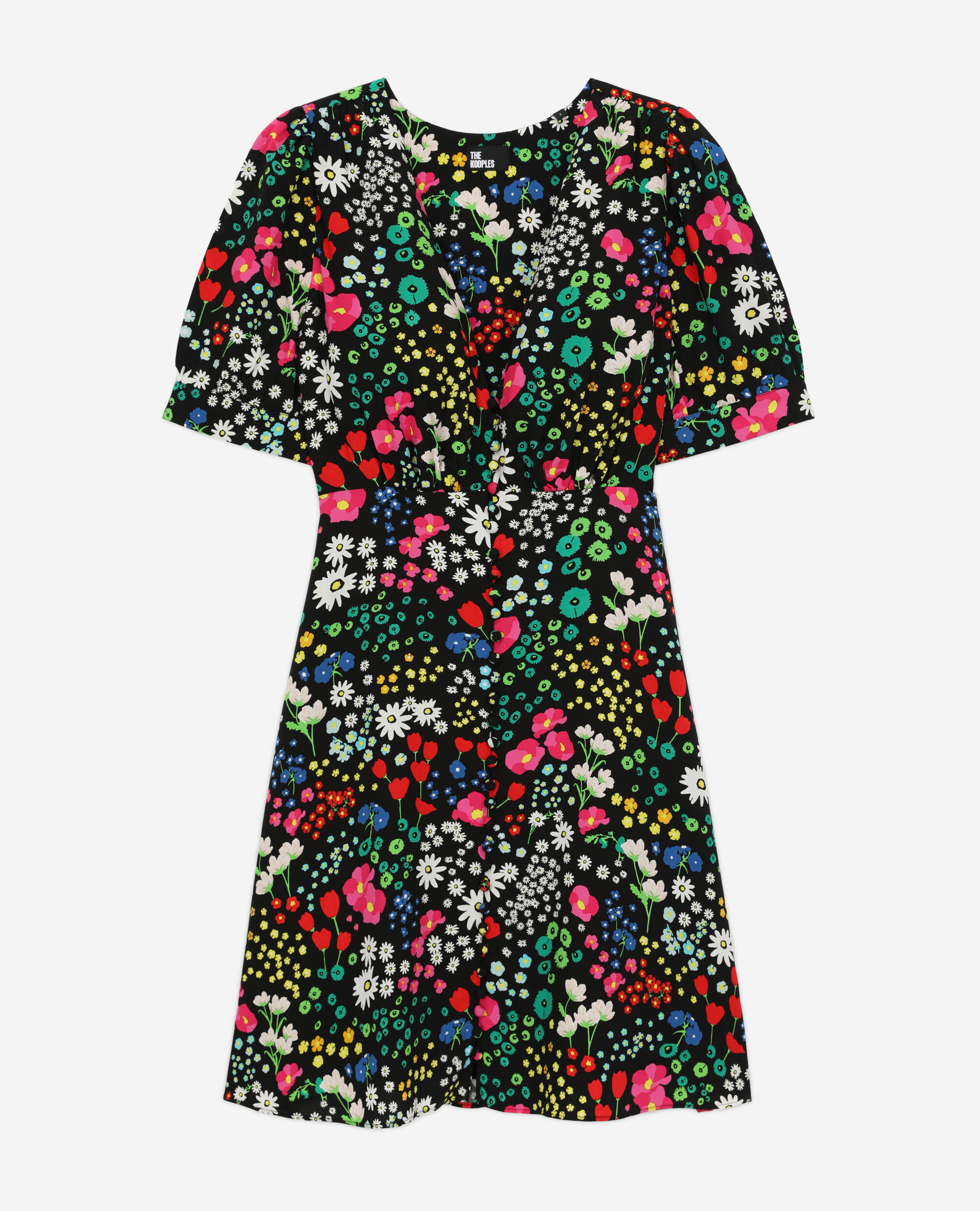 Short printed dress with buttoning, MULTICOLOR, hi-res image number null