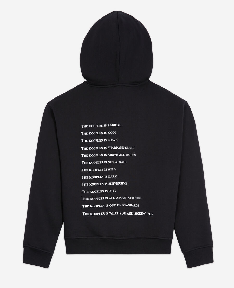The Kooples DAMEN BLACK schwarzes kapuzensweatshirt „what is“