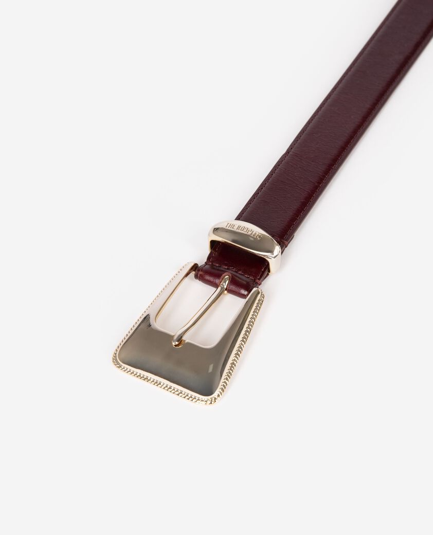 The Kooples DAMEN BORDEAUX burgunderfarbener lederg&uuml;rtel mit goldener westernschnalle