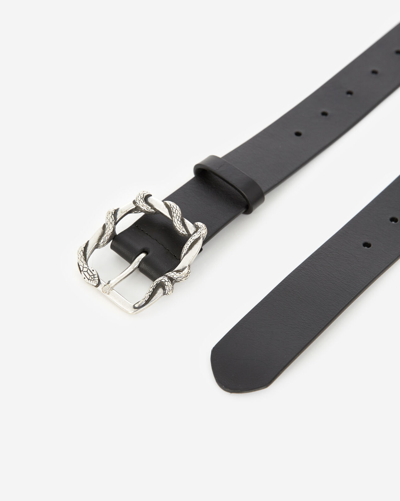 The Kooples WOMEN BLACK plain black leather belt with golden buckle
