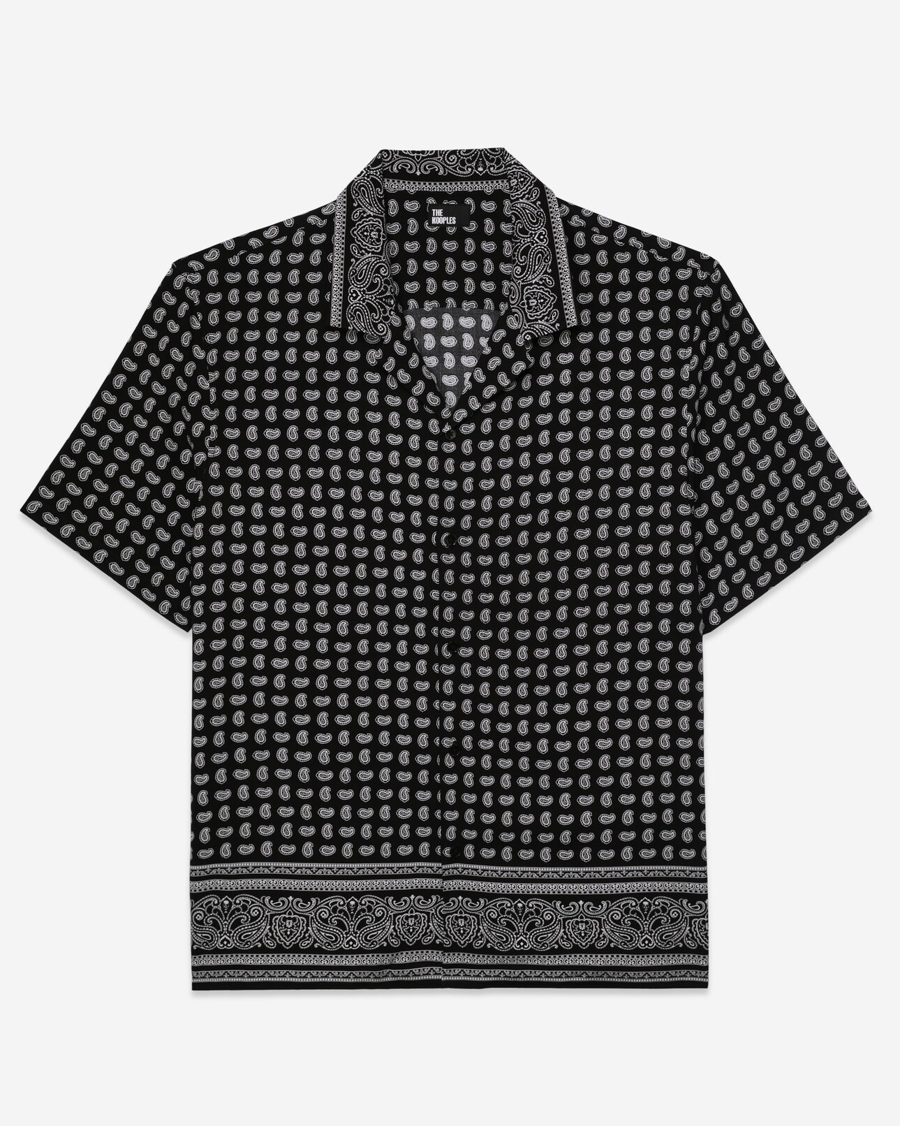 The Kooples MEN BLACK WHITE black and white paisley print short sleeve shirt