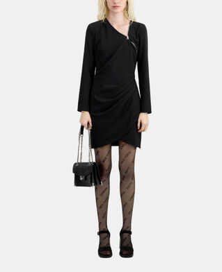 The Kooples WOMEN BLACK short black crepe dress with zipper