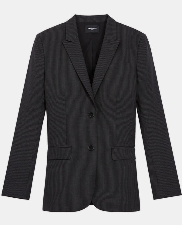 striped wool suit jacket