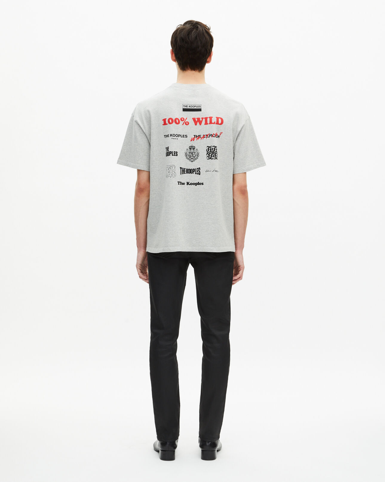 The Kooples MEN LIGHT GREY MELANGE gray screen print t-shirt