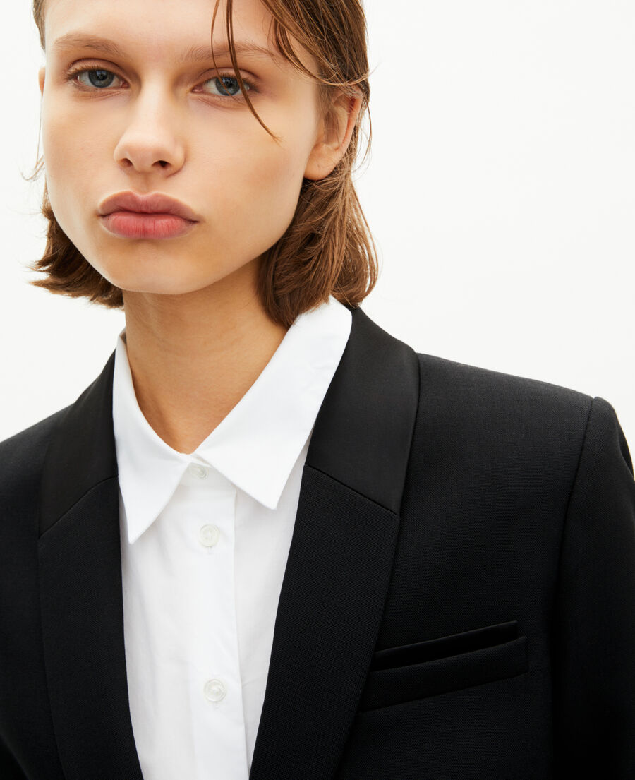 The Kooples FEMME BLACK veste tailleur détails satin noire