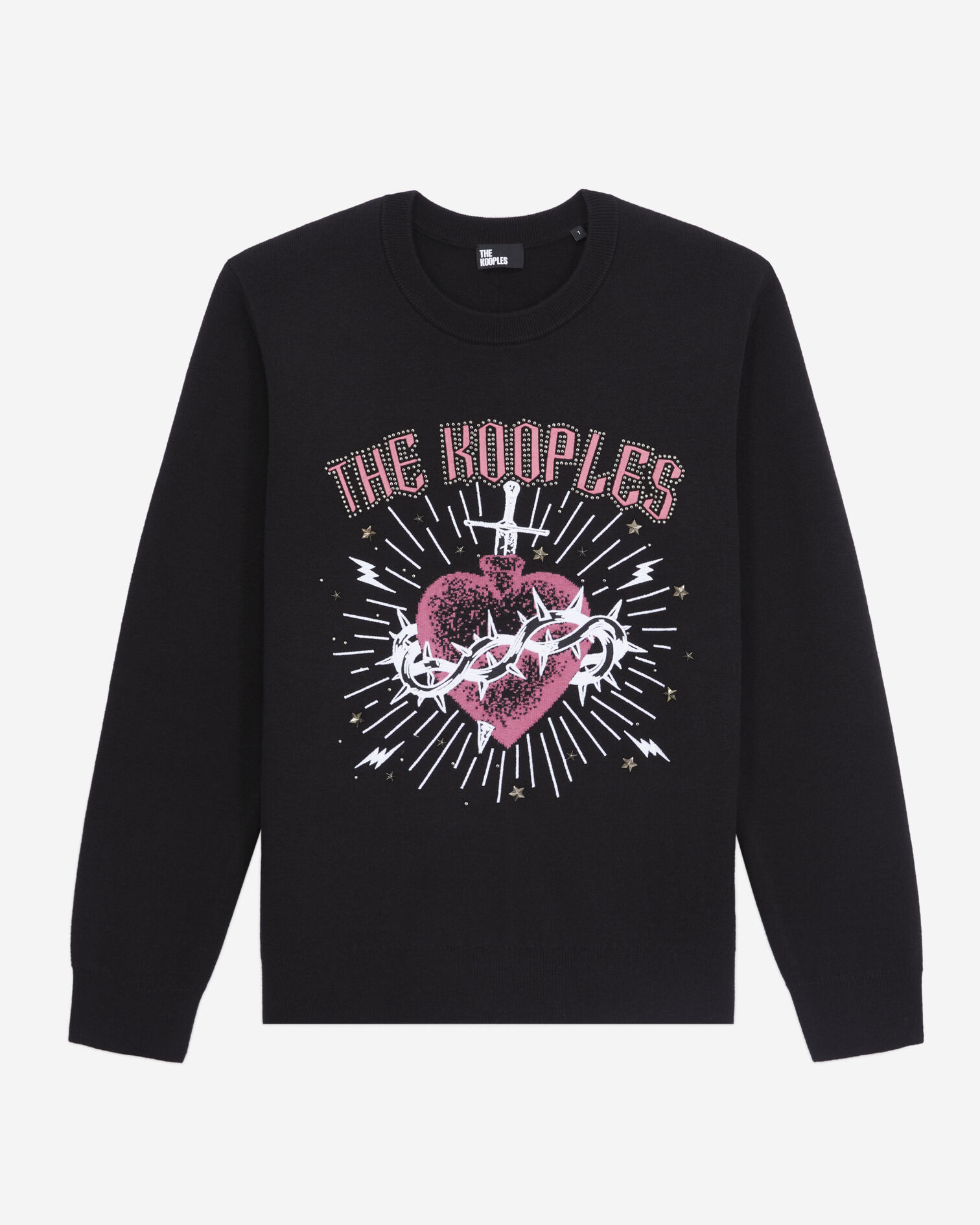 Pull noir Dagger through heart avec étoiles, BLACK WHITE, hi-res image number null