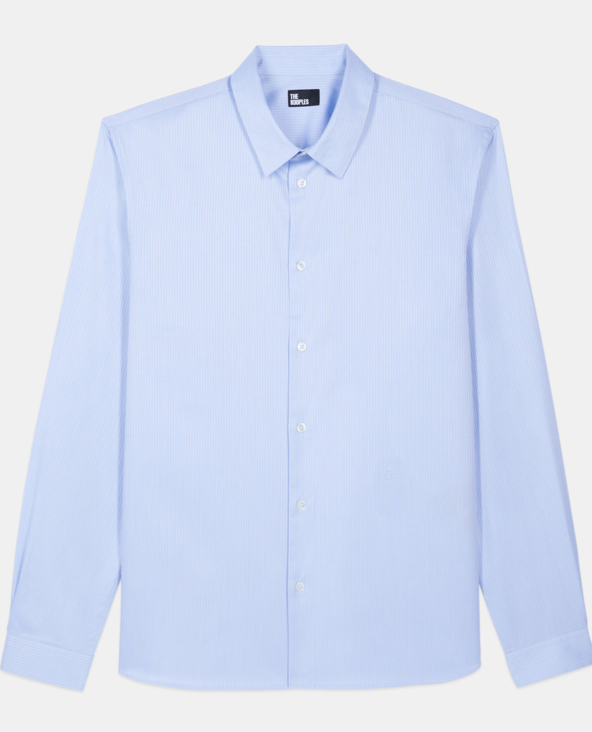 Blue herringbone striped formal shirt, BLUE WHITE, hi-res image number null