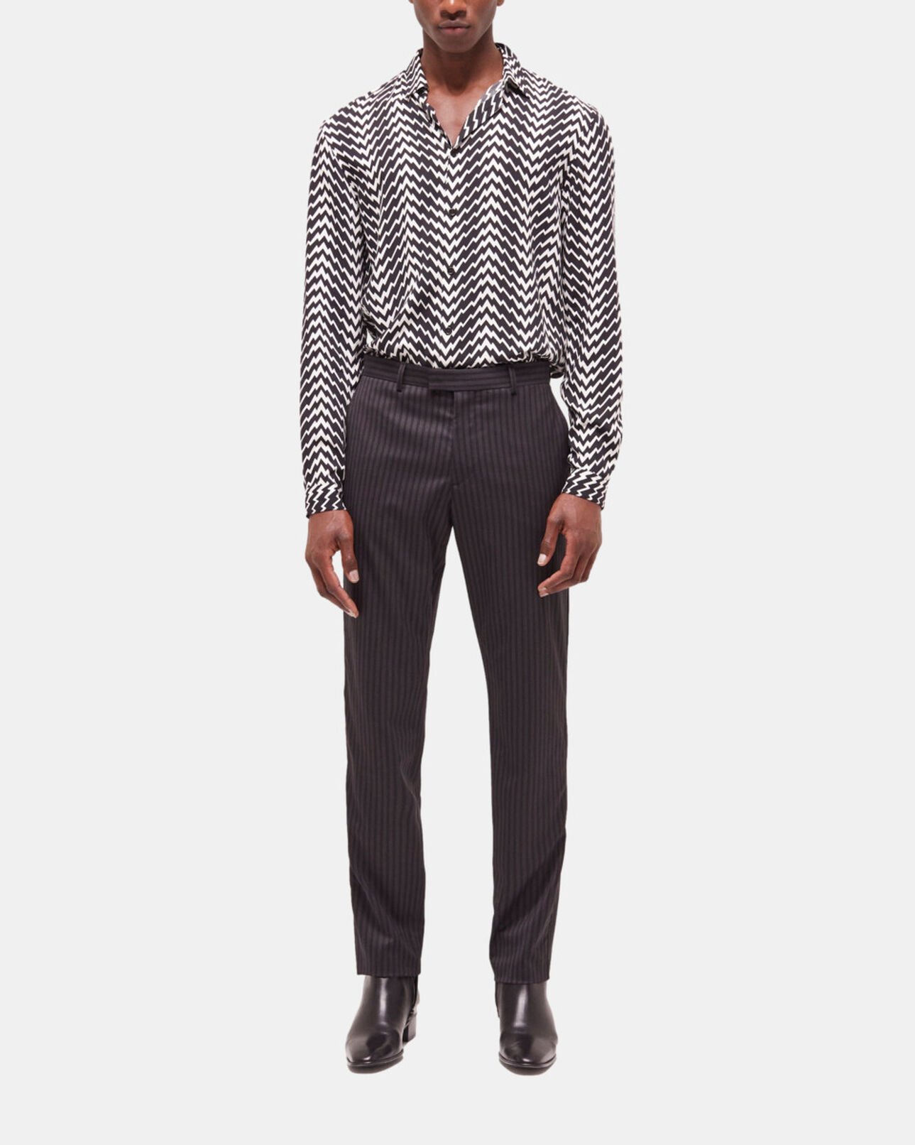 The Kooples HERREN BLACK GREY anzughose aus wolle mit streifen