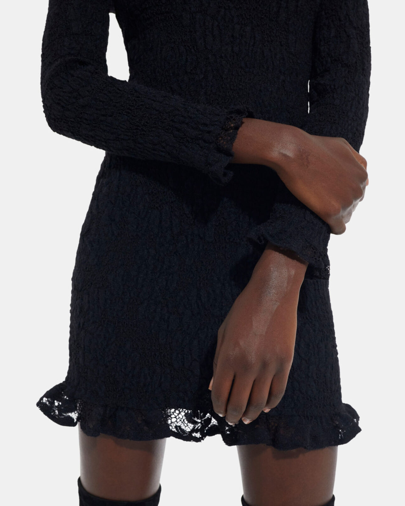 The Kooples WOMEN BLACK short black lace dress