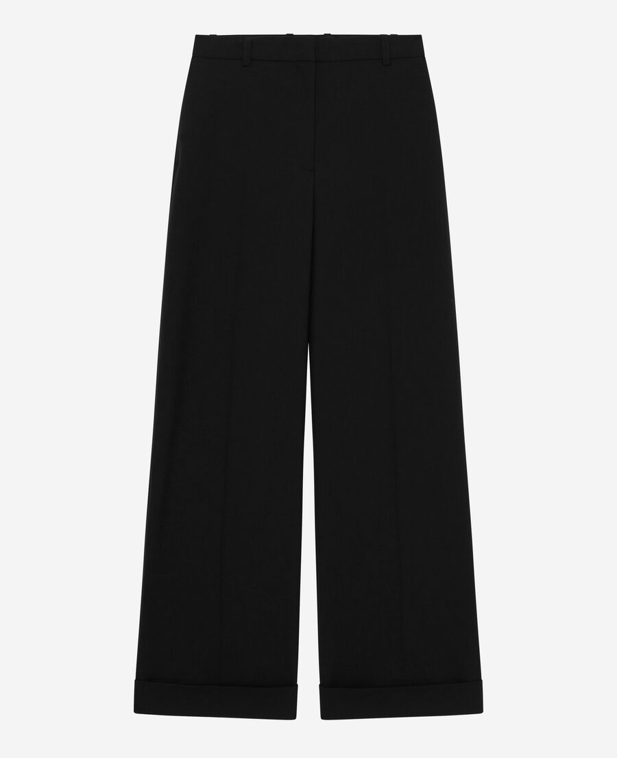 The Kooples FEMME BLACK pantalon large avec revers noir