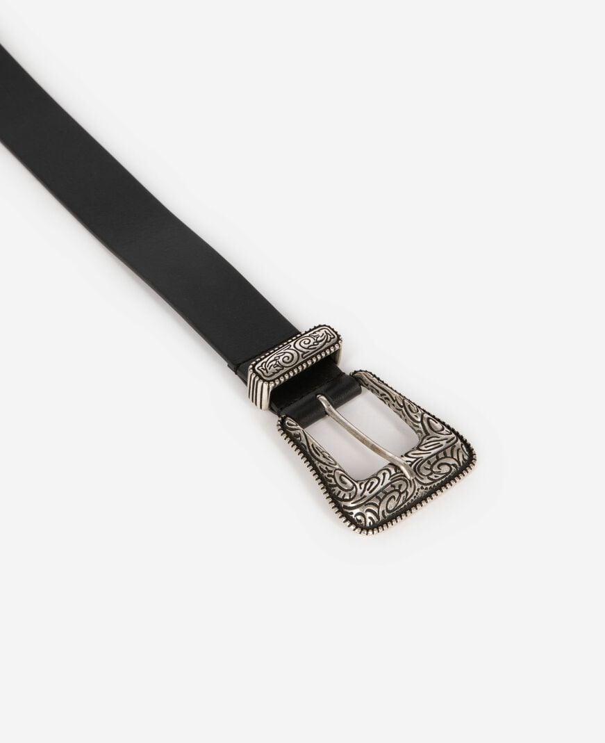 The Kooples WOMEN BLACK wide black leather belt