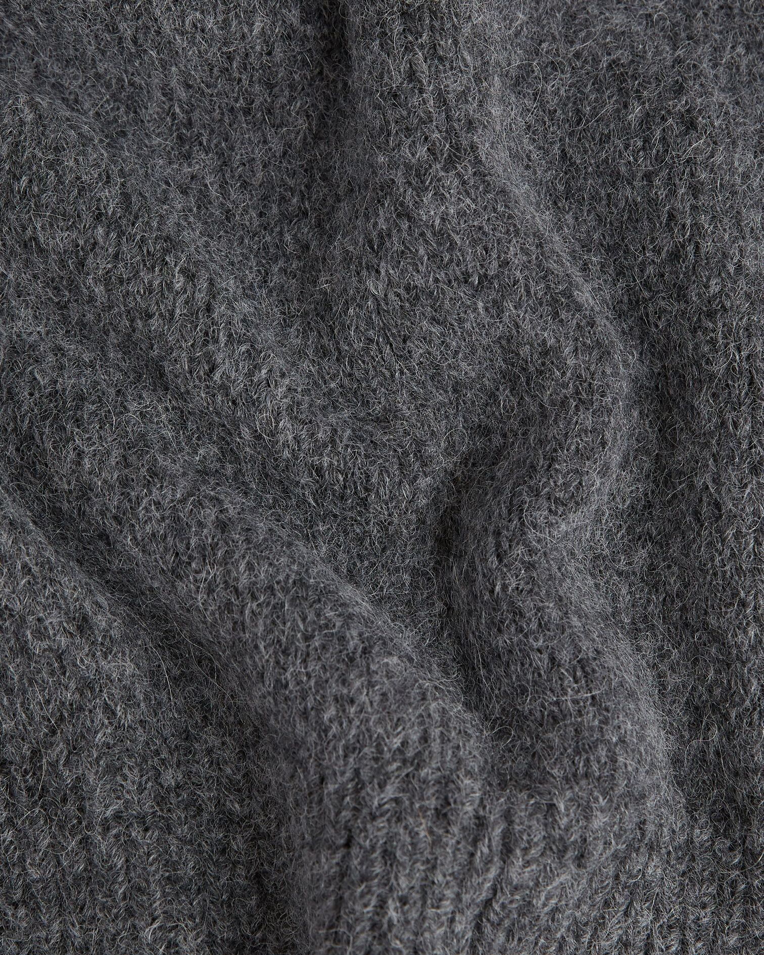 Loose-fit alpaca wool dark gray sweater, DARK GREY, hi-res image number null