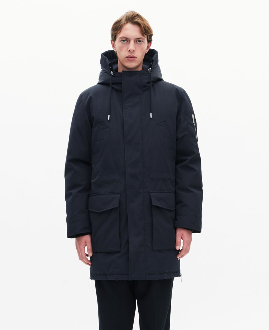 The Kooples HERREN NAVY wasserabweisender parka in marineblau