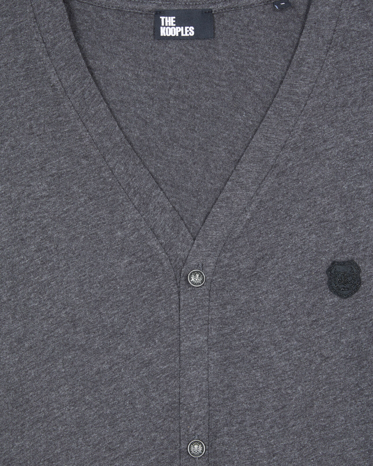 The Kooples MEN ANTHRACITE MELANGE grey cotton cardigan