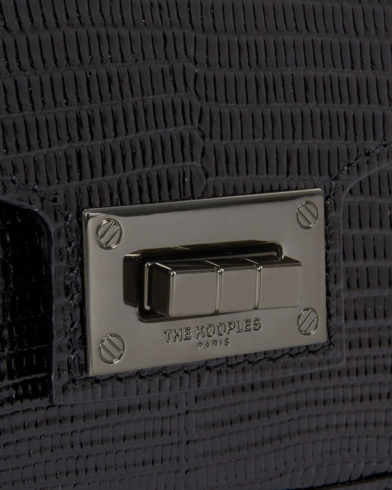 The Kooples WOMEN BLACK small emily bag in black lizard effect leather