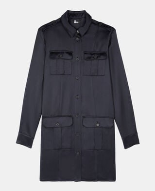 The Kooples FEMME NAVY robe saharienne courte bleu marine