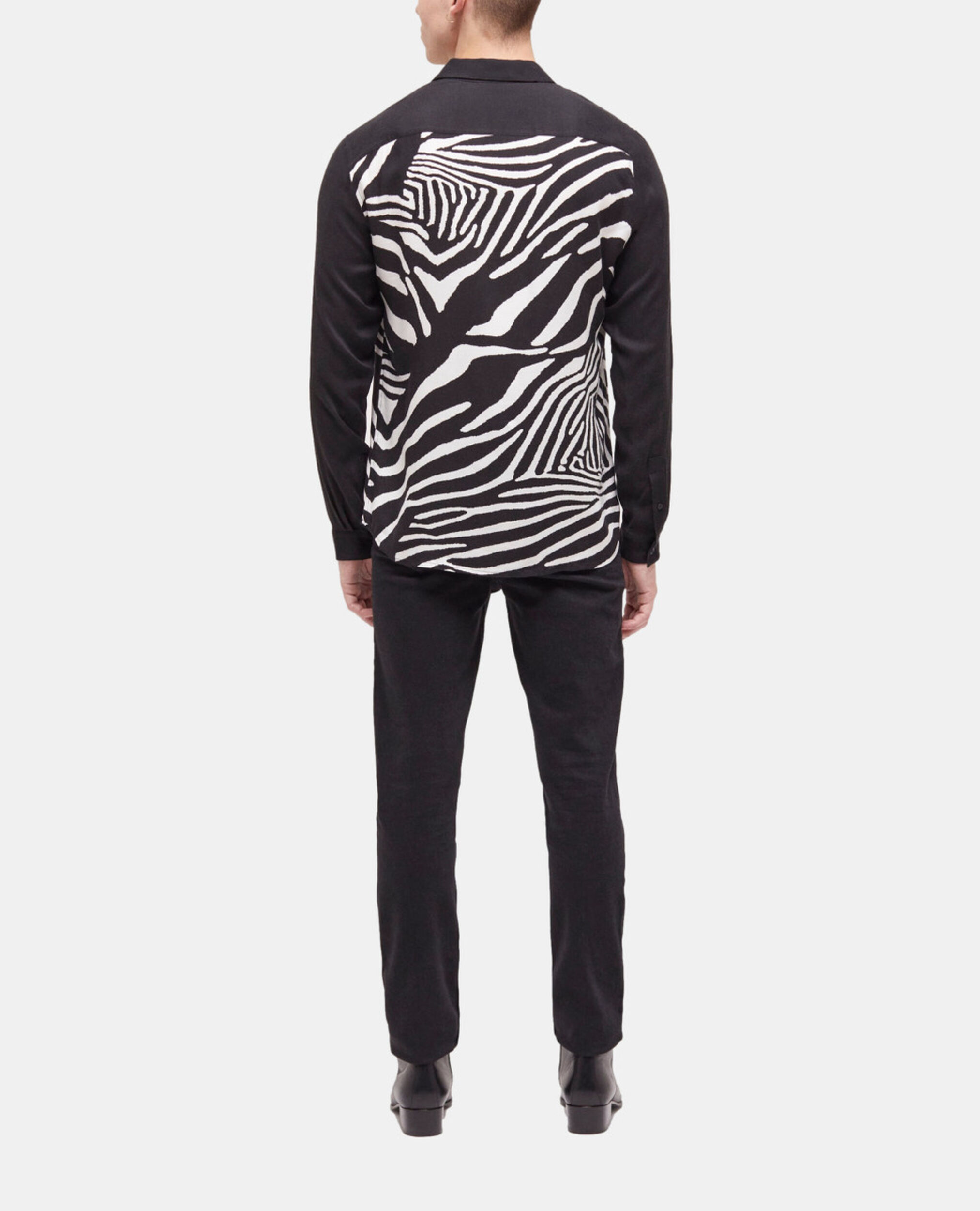 Printed classic-collar shirt, BLACK WHITE, hi-res image number null