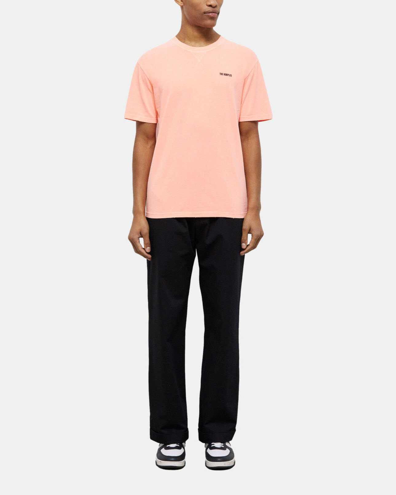 The Kooples MEN ORANGE FLUO men's fluorescent orange t-shirt with logo