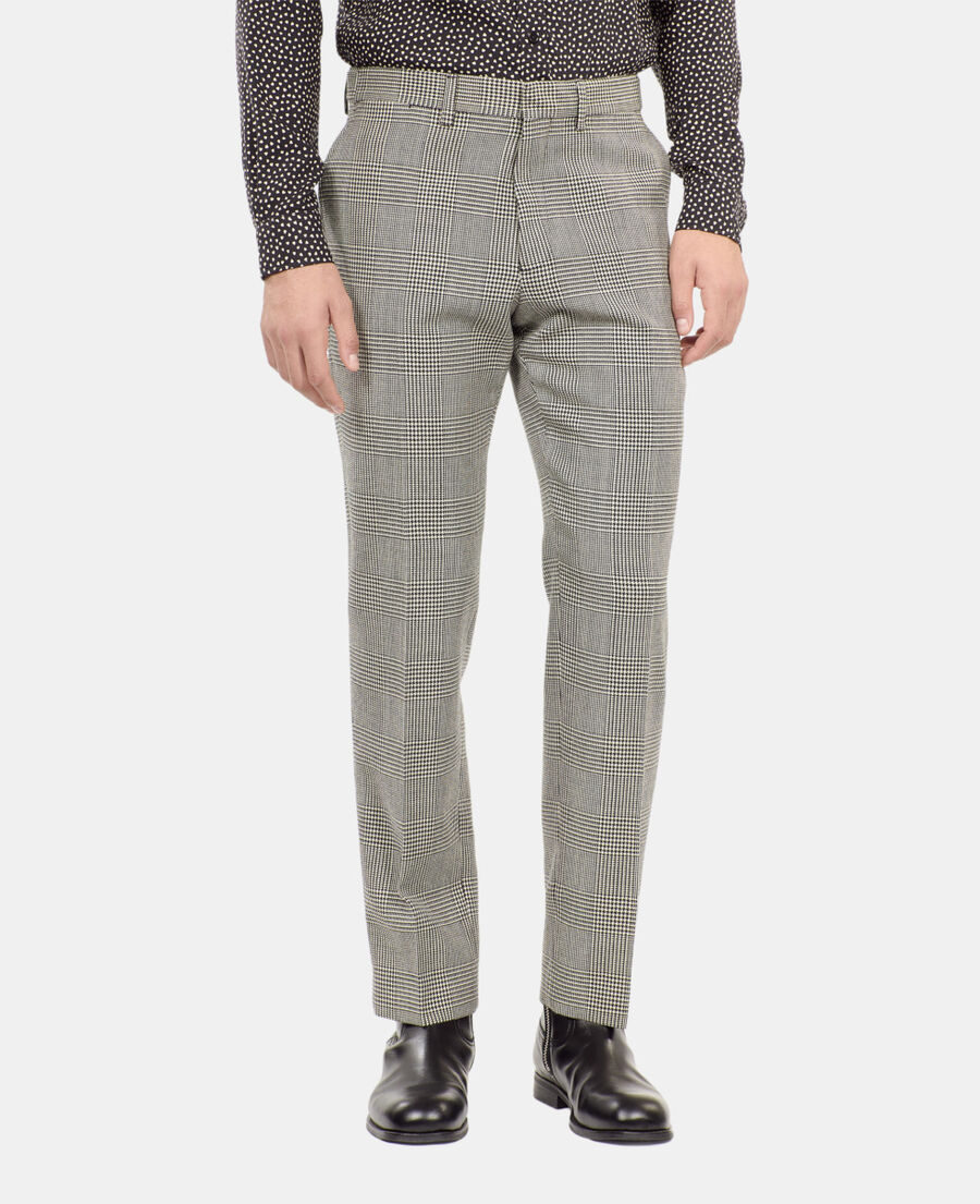 The Kooples HOMME BLACK WHITE pantalon de costume en laine pied de poule noir et blanc