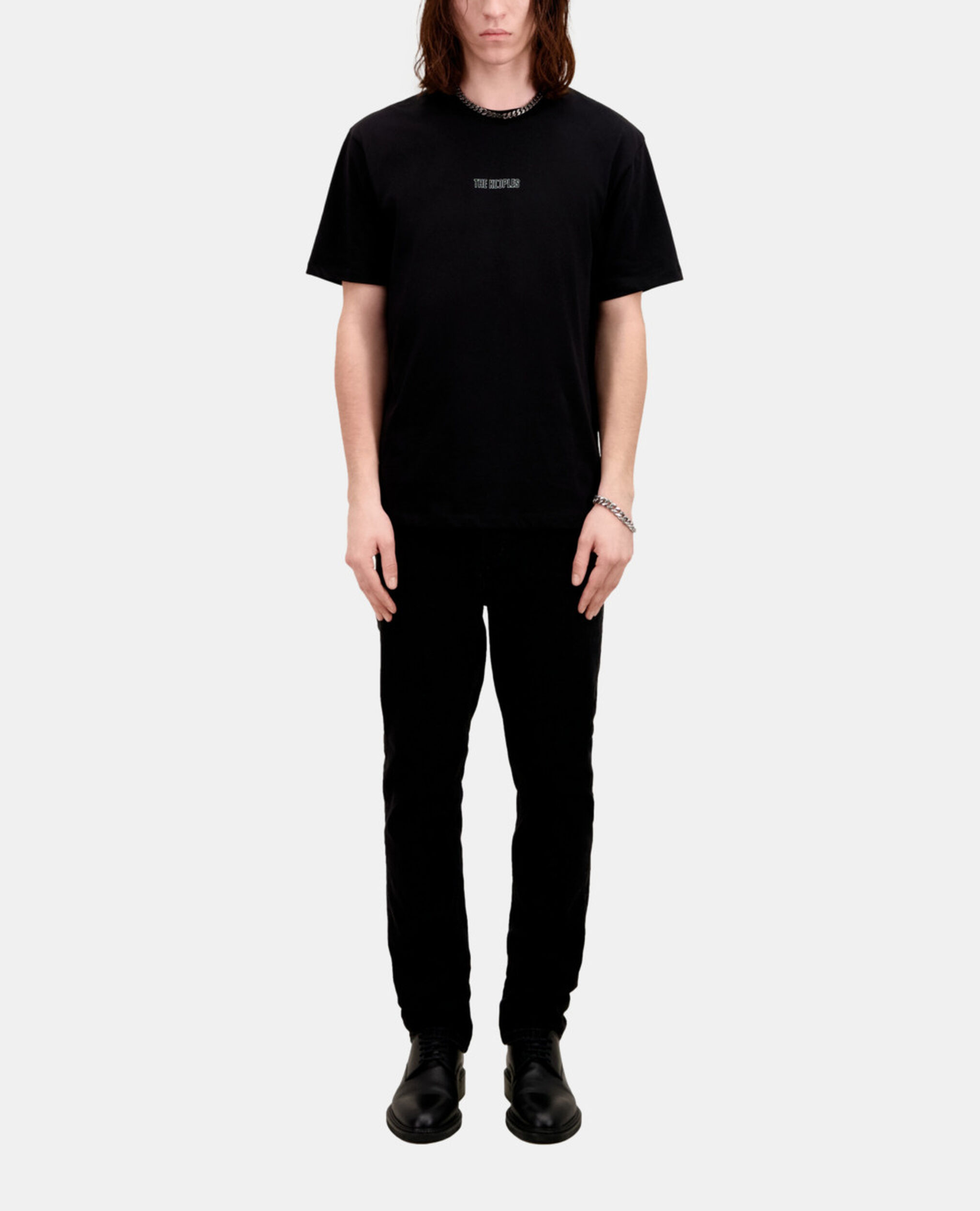 Men's black t-shirt with logo, BLACK, hi-res image number null