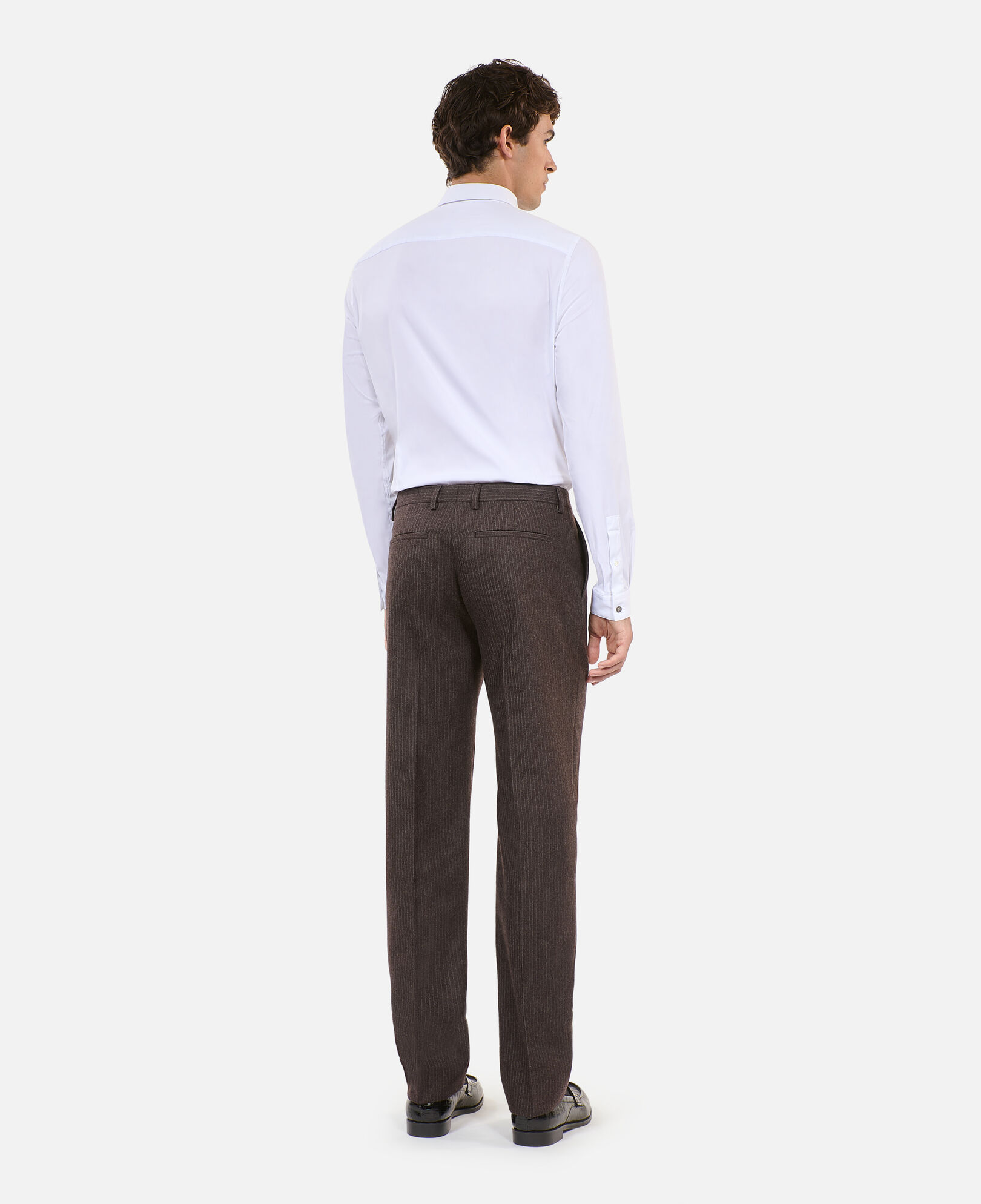 The Kooples MEN BROWN brown striped wide-leg trousers