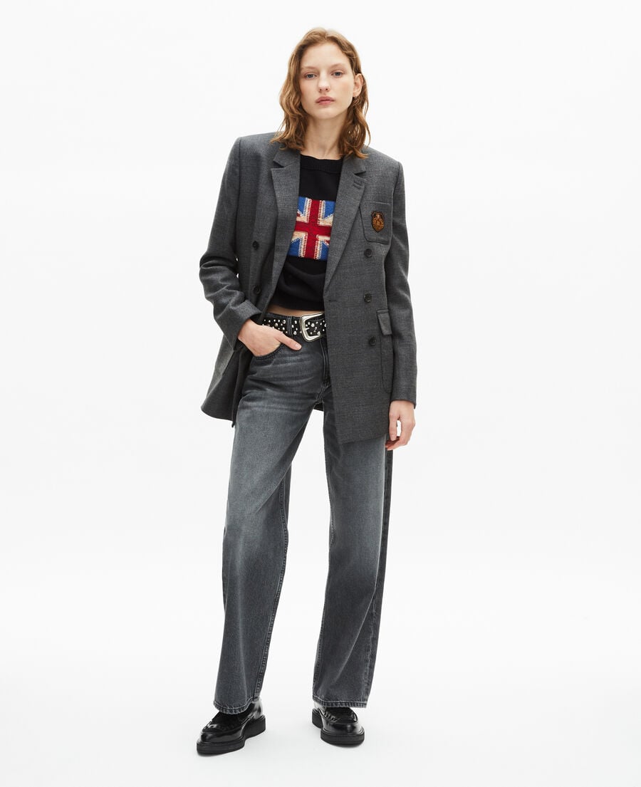 The Kooples WOMEN BLACK dark grey suit jacket
