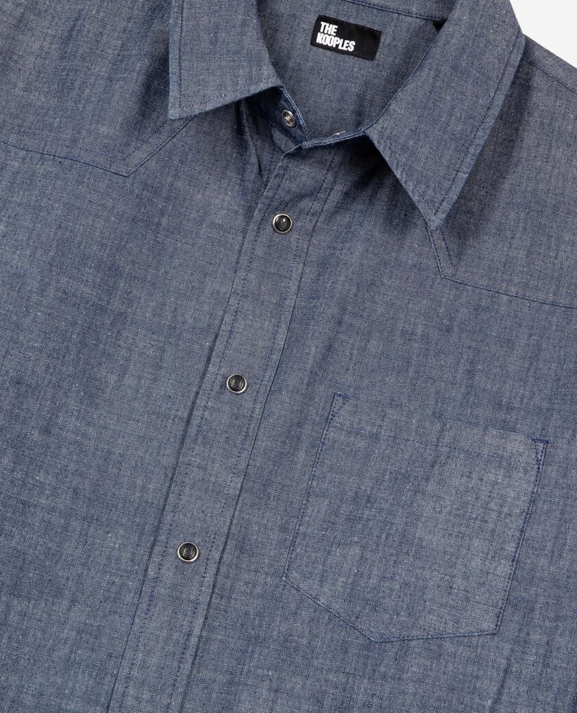 The Kooples HERREN BLUE ELECTRIC blaues hemd aus rohdenim
