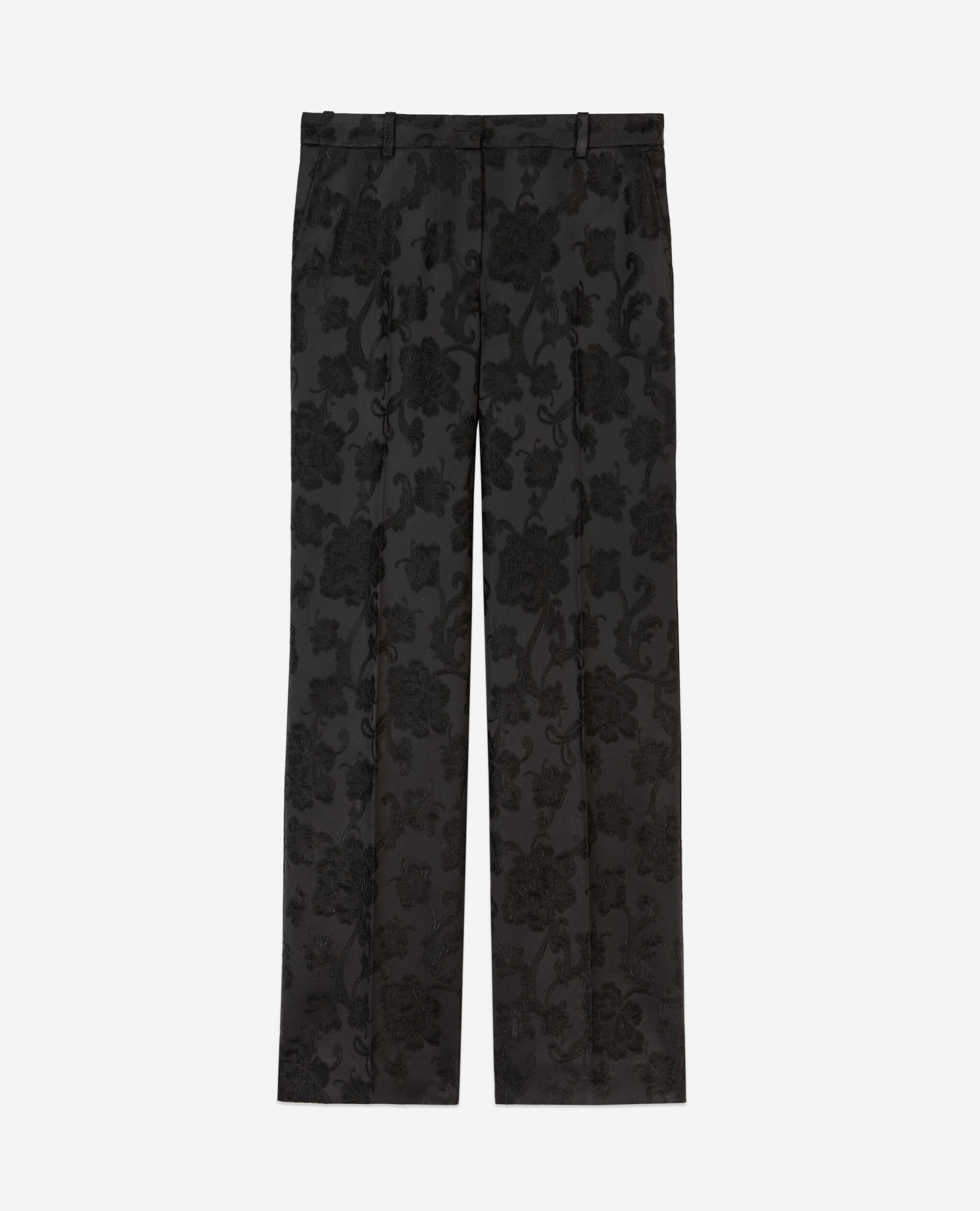 Pantalon tailleur noir fleuri, BLACK, hi-res image number null
