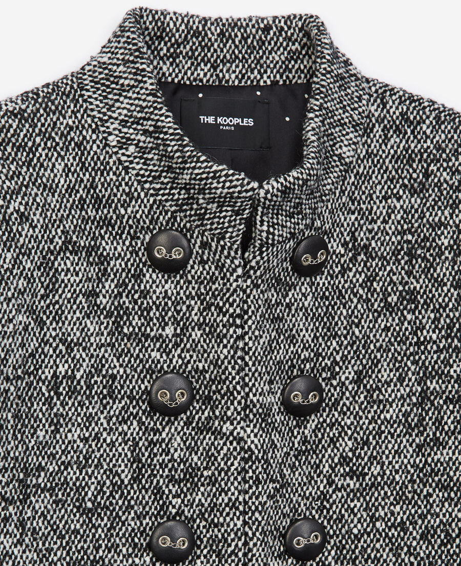 flecked black and white wool jacket