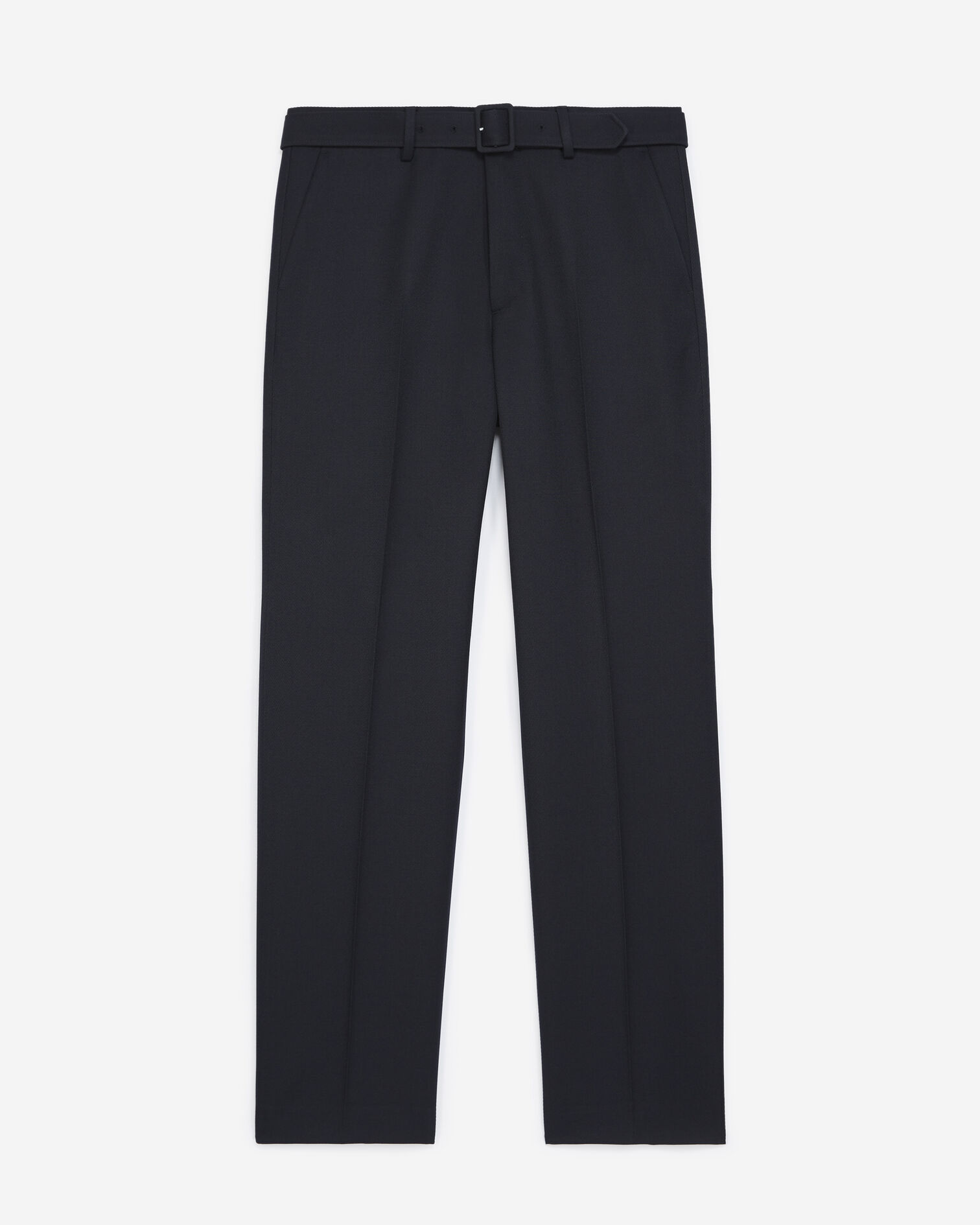 Pantalon droit laine bleu marine à plis, NAVY, hi-res image number null