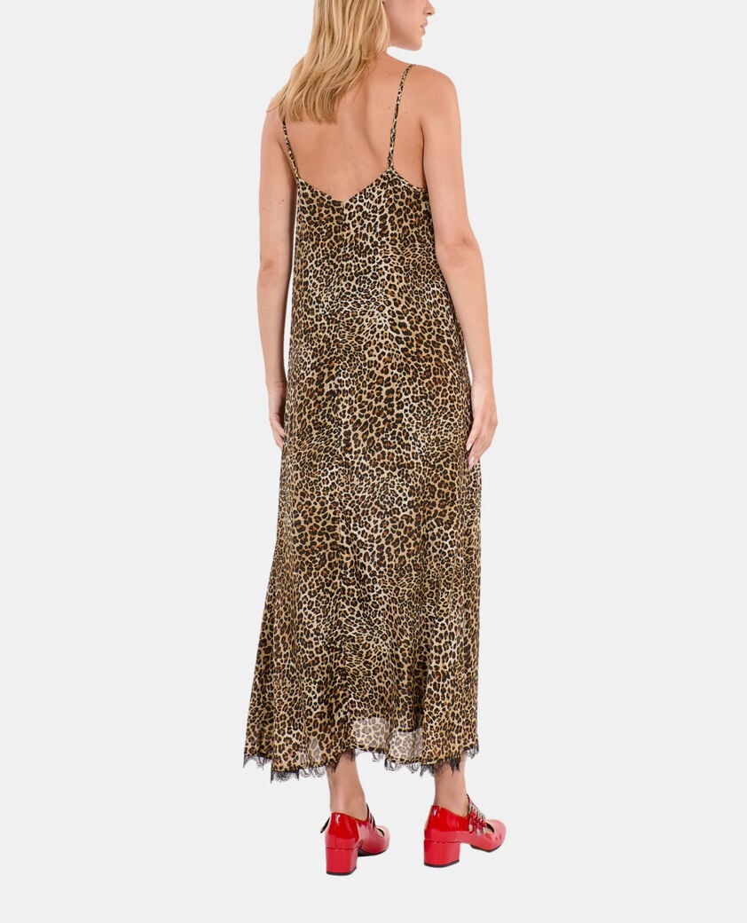 The Kooples FEMME LEOPARD robe nuisette longue en soie imprim&eacute; l&eacute;opard