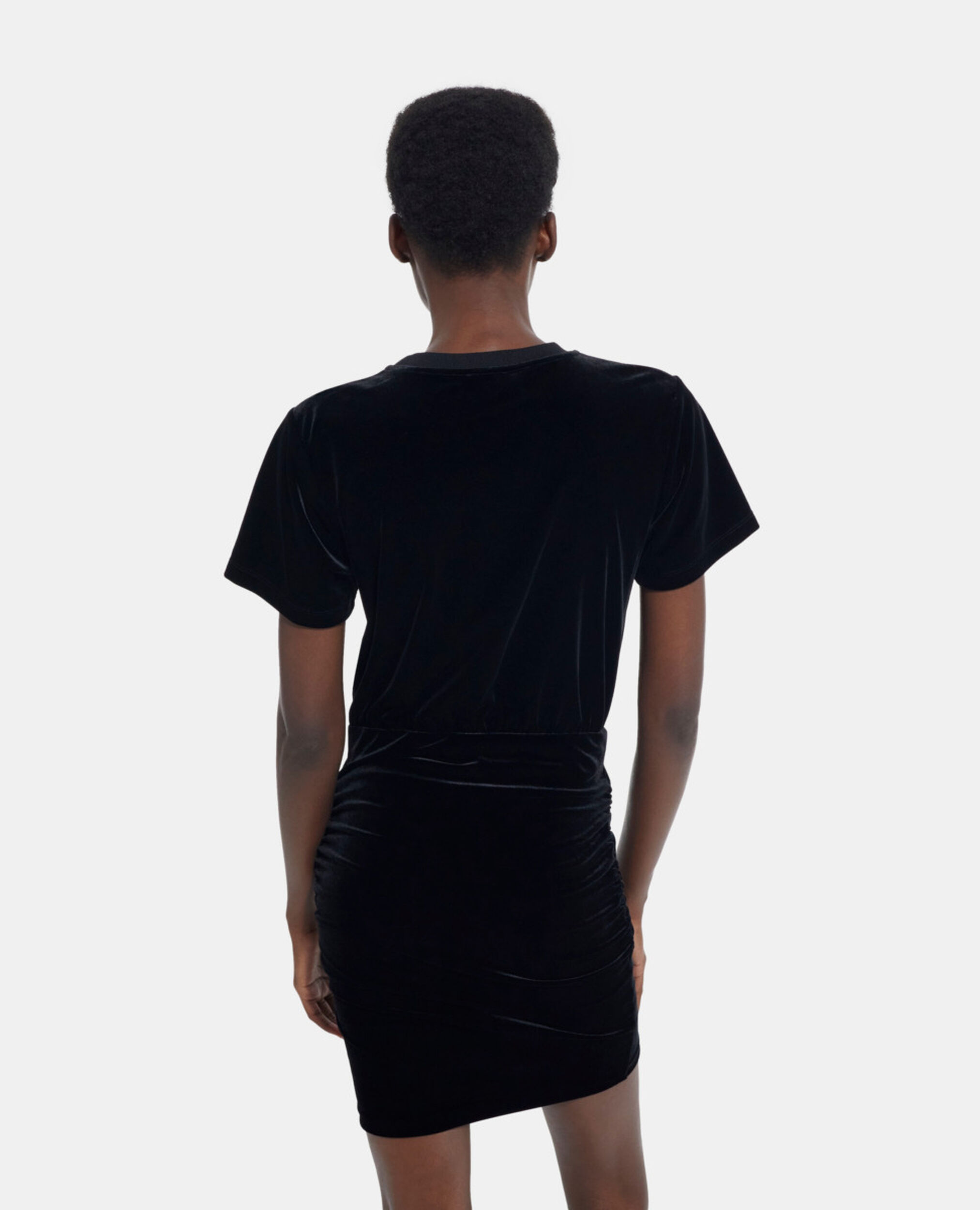 Robe courte en velours noire, BLACK, hi-res image number null