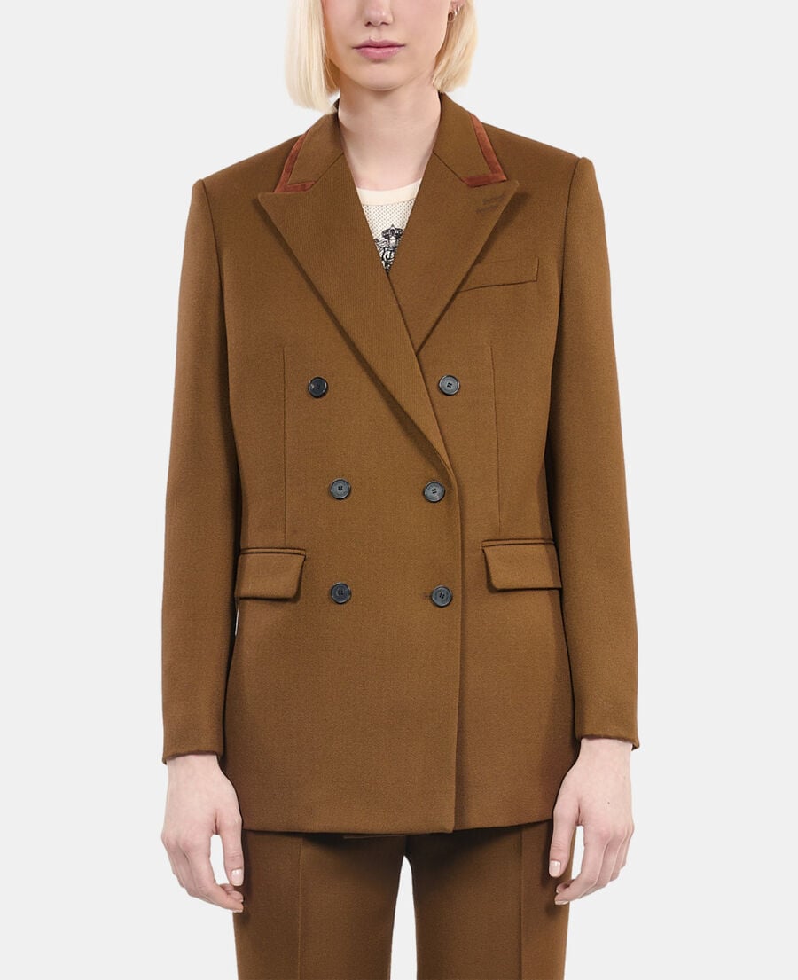 The Kooples WOMEN KAKI brown wool suit jacket