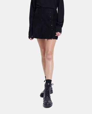 The Kooples WOMEN BLACK short black leather skirt