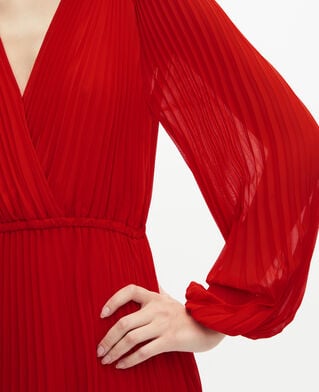 The Kooples DAMEN RED langes, rotes kleid mit plissierung